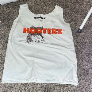 Hooters White Tank with Orange Logo